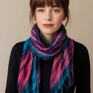 Multicolor Crinkle Scarf Women’s Lightweight Fashion Wrap Shawl Pink Teal Blue